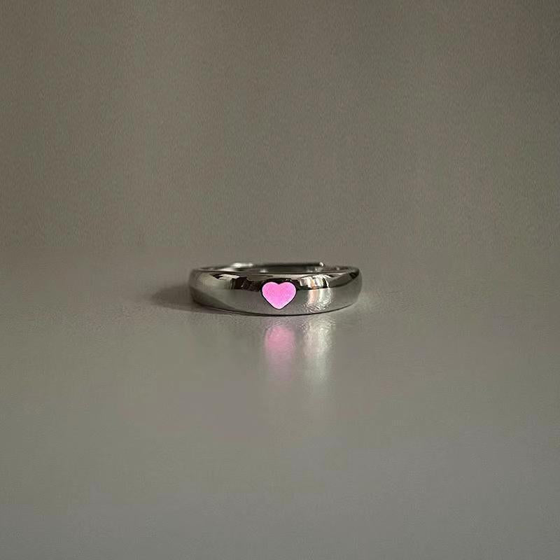 Japanese and Korean elemexsu niche love luminous ring living mouth adjustable couple pair of rings for girlfriend