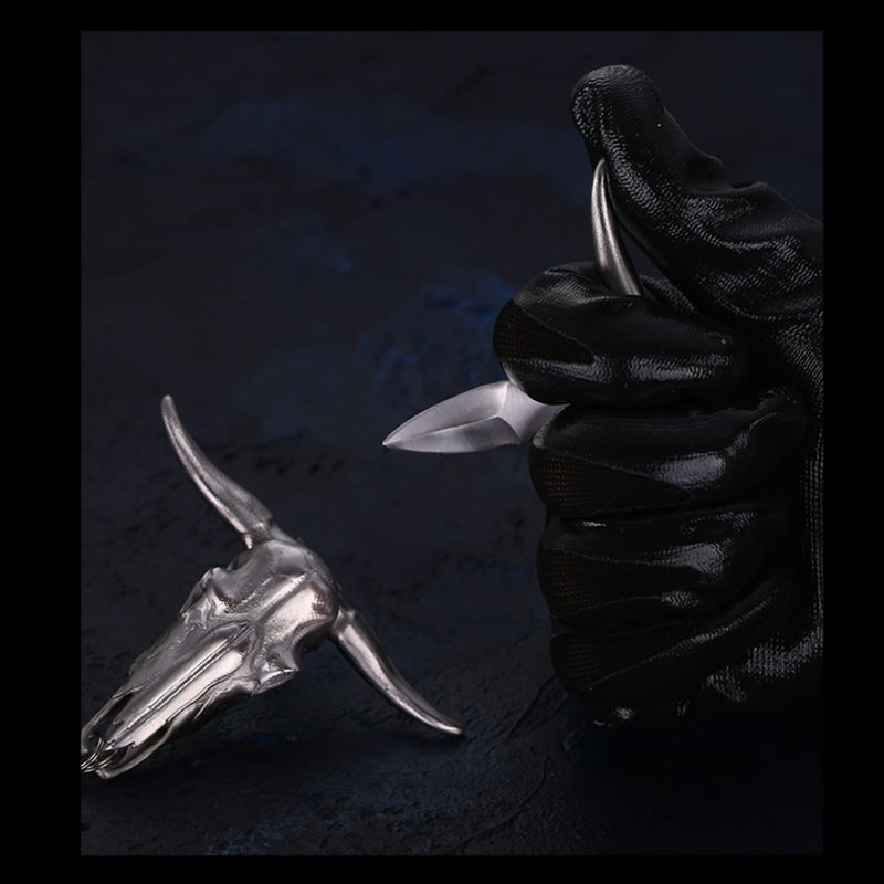 Bull Head Belt Buckle Self-Defense Hidden Knife Key Chain - BFF-GIFTS