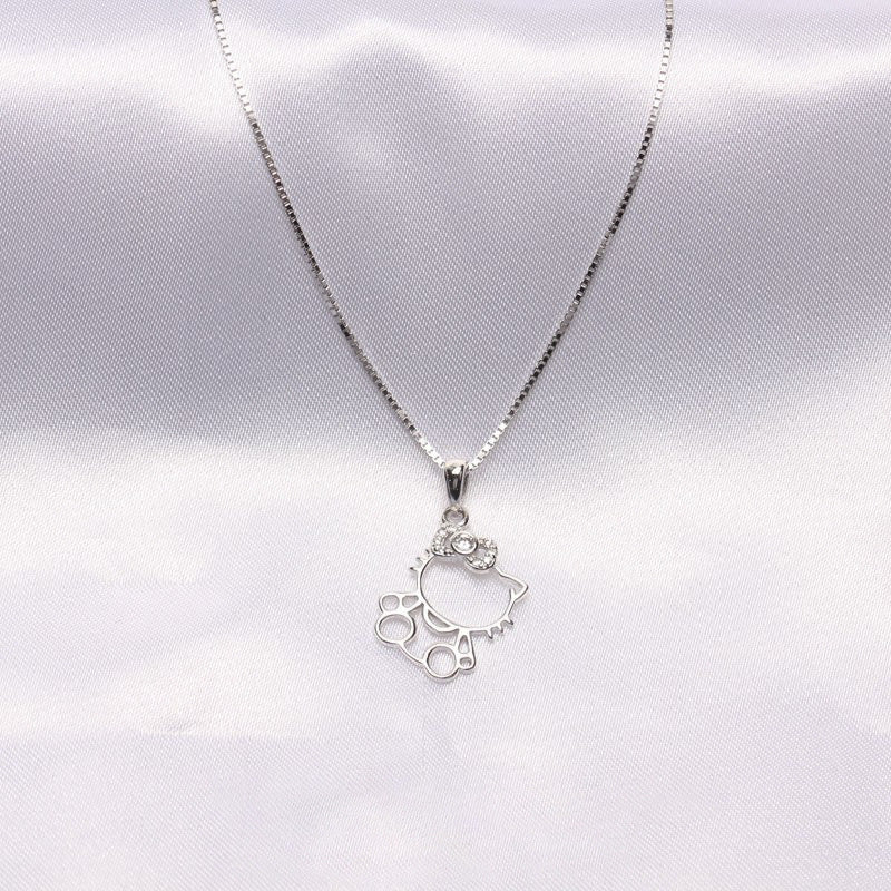 丨Cute Hello Kitty S925 Sterling Silver Necklace Birthday Gift for Girlfriend and Girlfriend