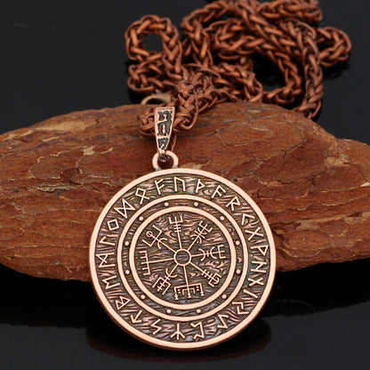 Best-selling Nordic Viking Lunavin Odin Logo Compass Pendant Necklace Men's Trendy Jewelry Long Section
