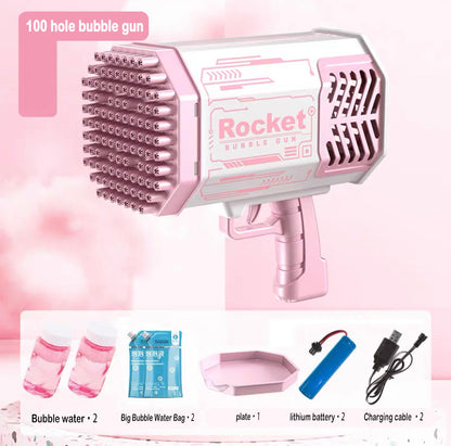 76/88/105 Holes Electric Rocket Bubble Gun With LED Gatling Blowing Soap Water Bow Bubble Machine Outdoor Toys For Children Gifts