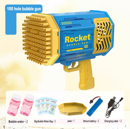 76/88/105 Holes Electric Rocket Bubble Gun With LED Gatling Blowing Soap Water Bow Bubble Machine Outdoor Toys For Children Gifts