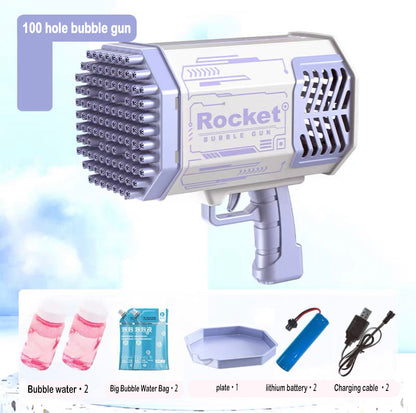 76/88/105 Holes Electric Rocket Bubble Gun With LED Gatling Blowing Soap Water Bow Bubble Machine Outdoor Toys For Children Gifts