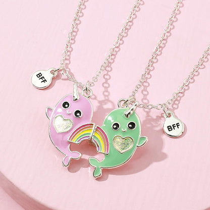 Cute Cat/Unicorn/Whale/Hot Dog/hamburger fries Magnet Attraction Necklace - BFF-GIFTS
