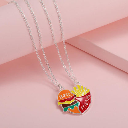 Cute Cat/Unicorn/Whale/Hot Dog/hamburger fries Magnet Attraction Necklace - BFF-GIFTS