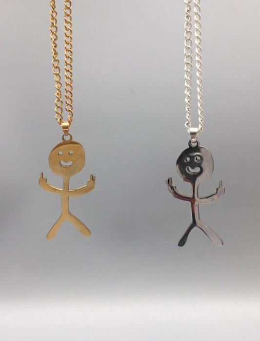 Smile Middle Finger Necklace Stickman Pendant Necklace - BFF-GIFTS