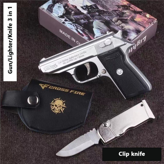 丨Gun Lighter Knife 3 in 1 Multifuction Camp Tool