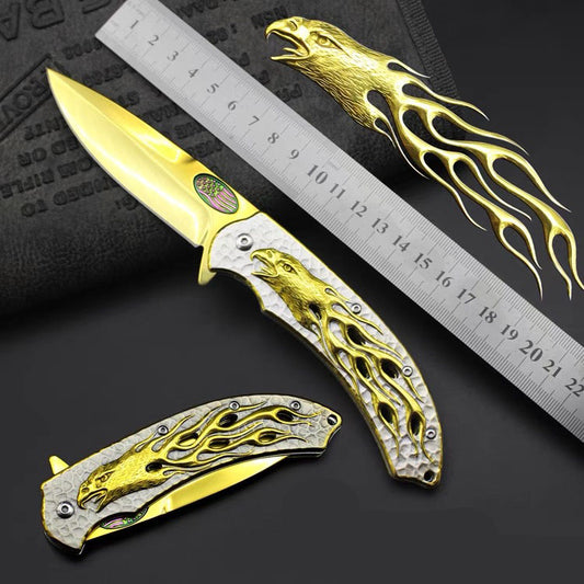 Golden Eagle Head Folding Knife