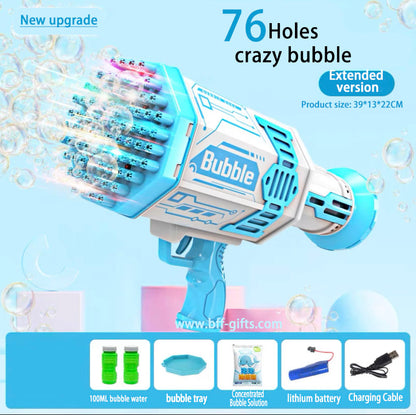 76/88/105 Holes Electric Rocket Bubble Gun With LED Gatling Blowing Soap Water Bow Bubble Machine Outdoor Toys For Children Gifts