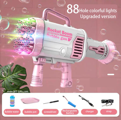 76/88/105 Holes Electric Rocket Bubble Gun With LED Gatling Blowing Soap Water Bow Bubble Machine Outdoor Toys For Children Gifts