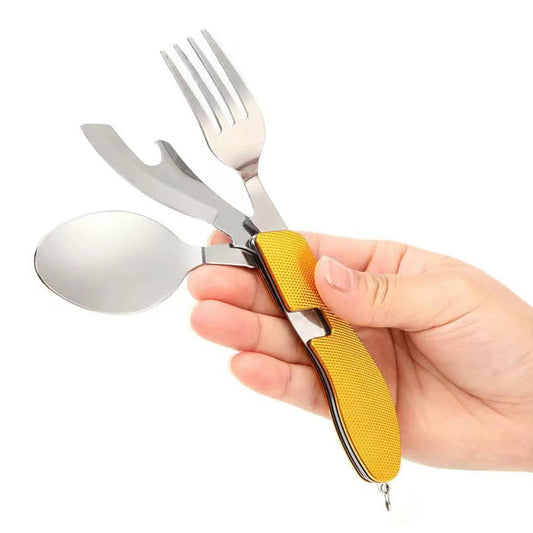 Multi Portable Folding Knife Fork Cutlery for Camping Picnic Supplies