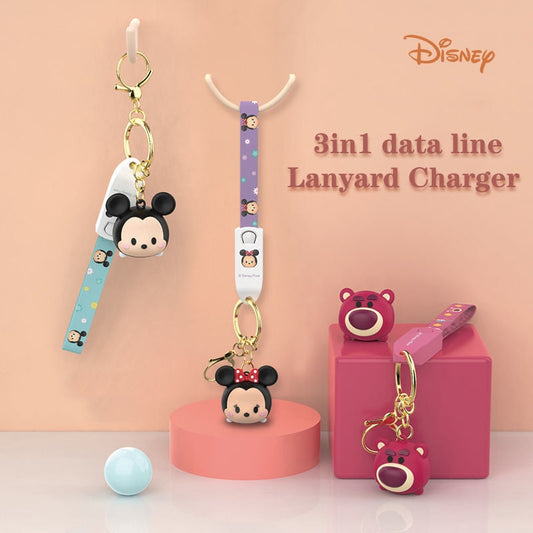 Lotso Mickey 3 in 1 Data Cable Charger Key Chain For Android Apple Samsung Huawei - BFF-GIFTS