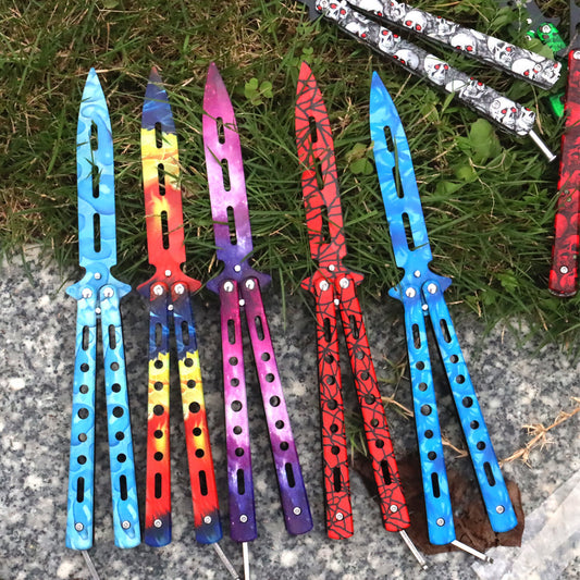 Premium butterfly knife, folding training knife, practice comb tool, unsharpened