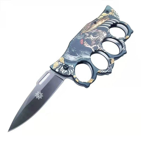 Knuckles Folding Knife Skull Head Pattern - BFF-GIFTS