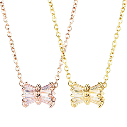 Butterfly Bowknot CZ Shiny Unique Clavicle Chain Stainless Steel  2020 Fashion